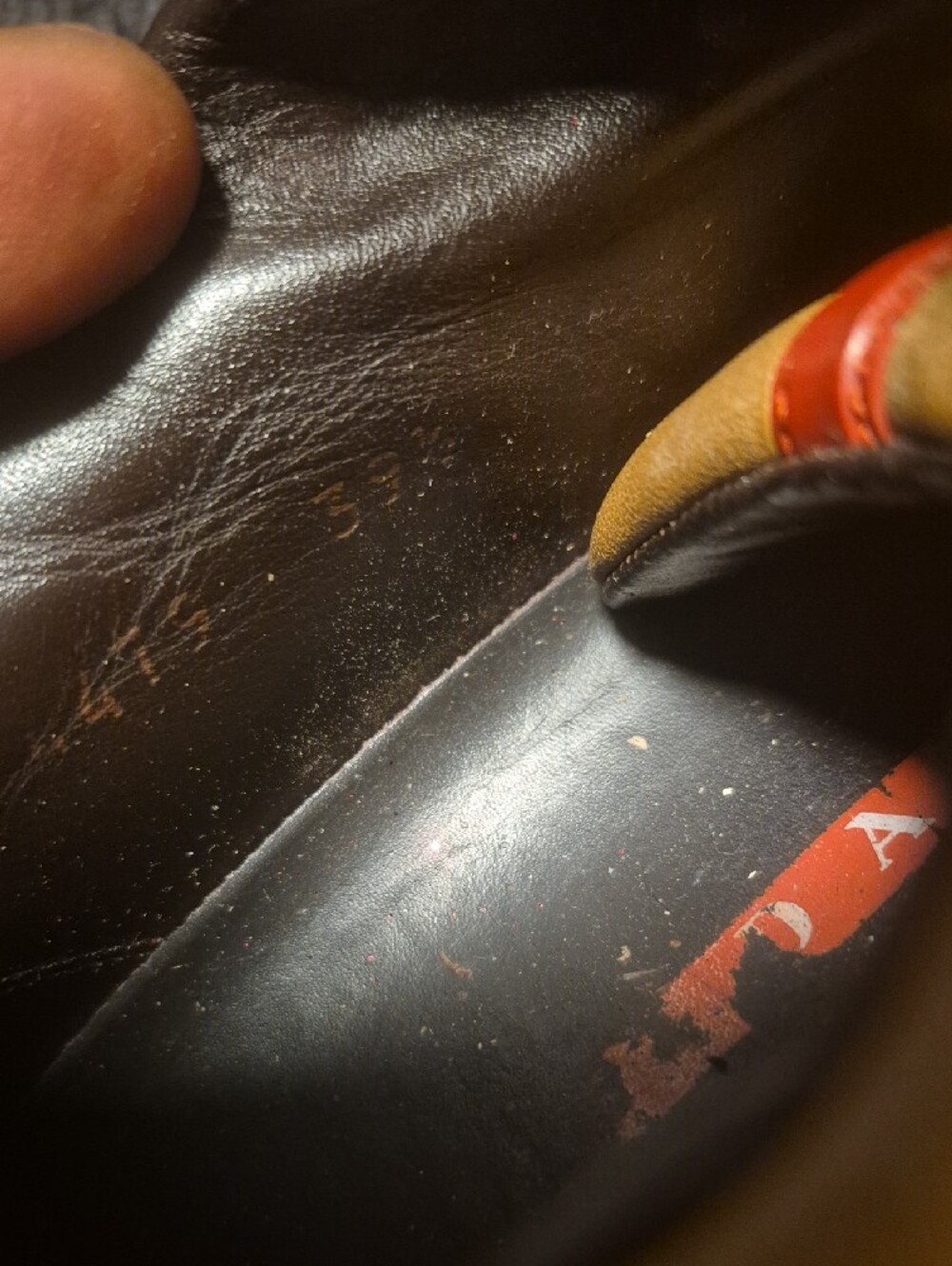 Prada Tan Leather Derby Shoes with Dark Brown Accents - Picture 12 of 12